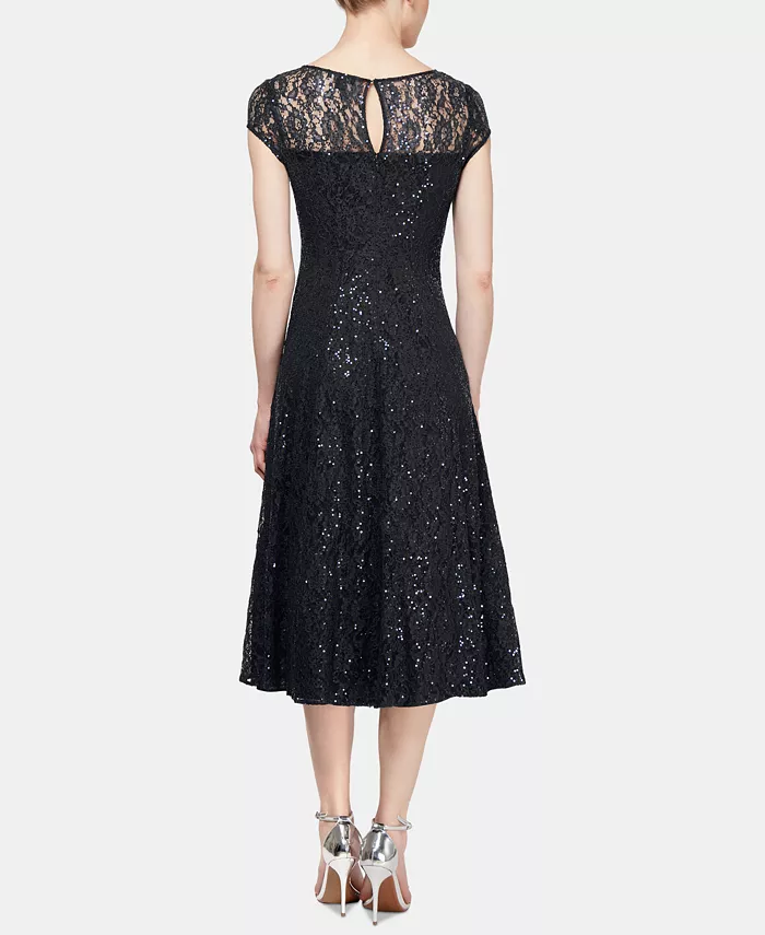Women's Sequined Lace Midi Dresses - thumbnail 8