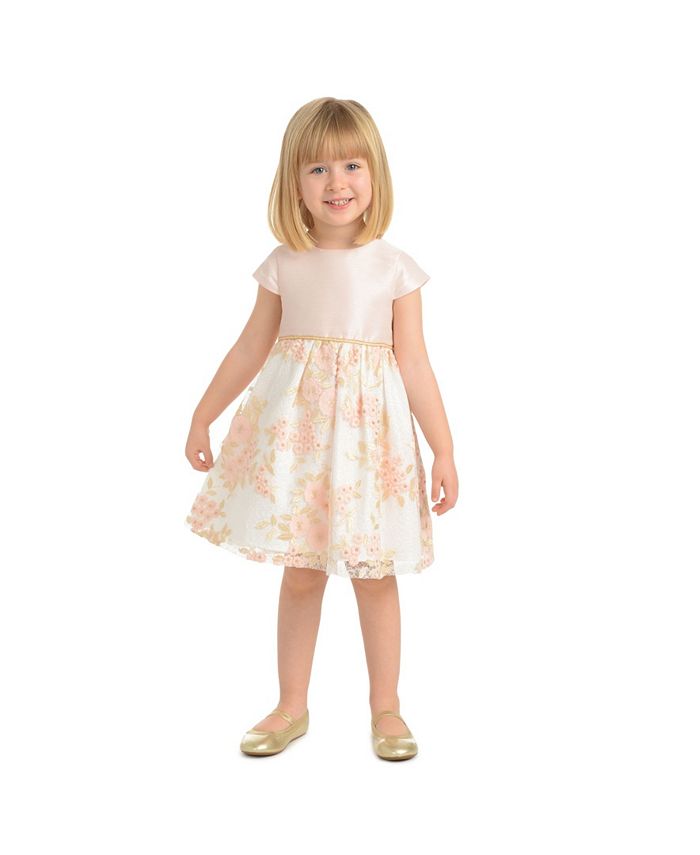 Laura Ashley Little Girl Cap Sleeve Embroidered Party Dress - Macy's