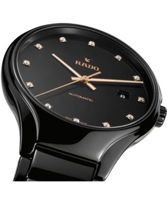 Unisex Swiss Automatic True Diamond (1/8 ct. t.w.) Black Ceramic Bracelet Watch 40mm