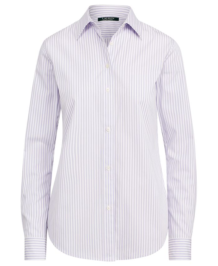 Lauren Ralph Lauren Stripe-Print Button-Down Cotton Shirt - Macy's