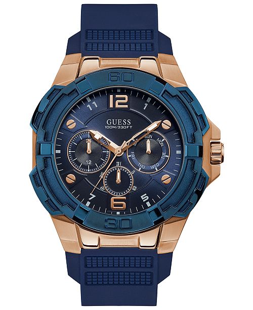 Guess Men S Genesis Blue Silicone Strap Watch 51 5mm Reviews