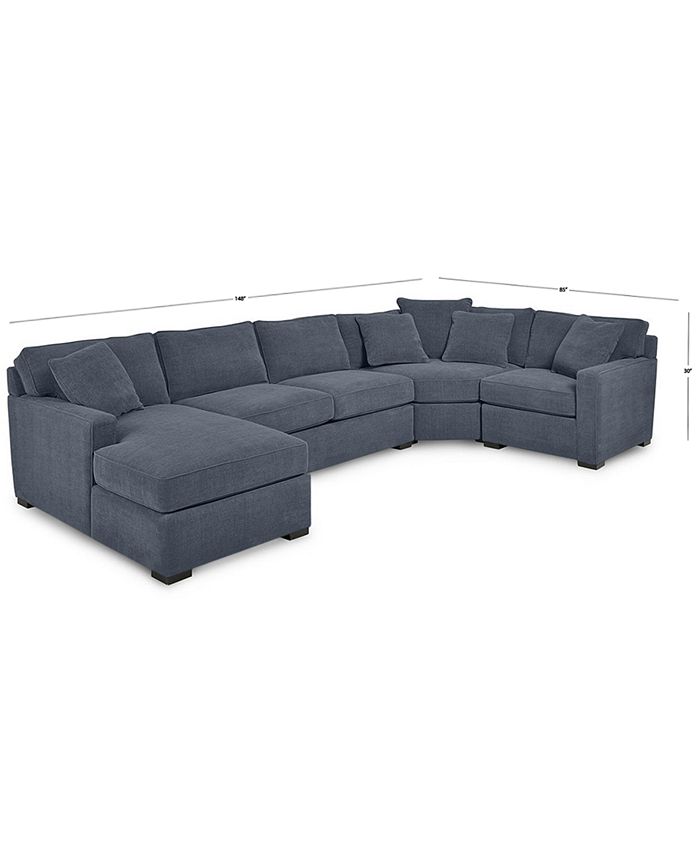 Furniture Radley 4Piece Fabric Chaise Sectional Sofa Custom Colors