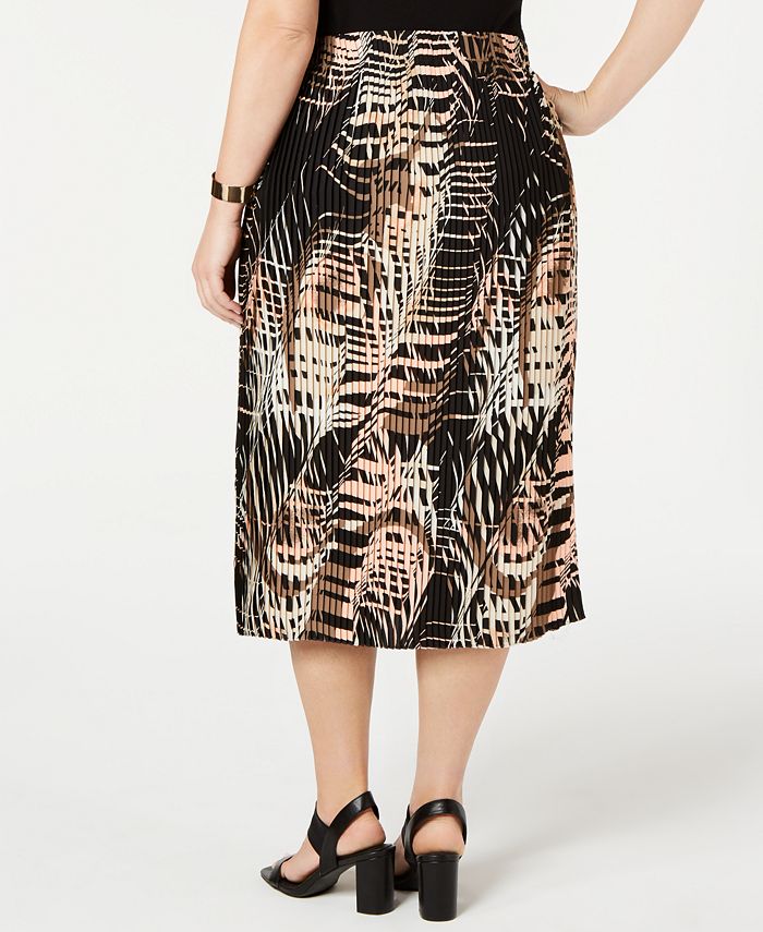 Alfani Plus Size Printed Pleated Midi Skirt, Created for Macy's ...