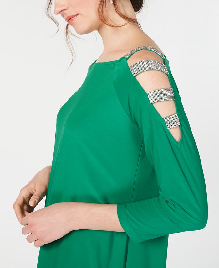 MSK Embellished Cold-Shoulder Shift Dress - Macy's