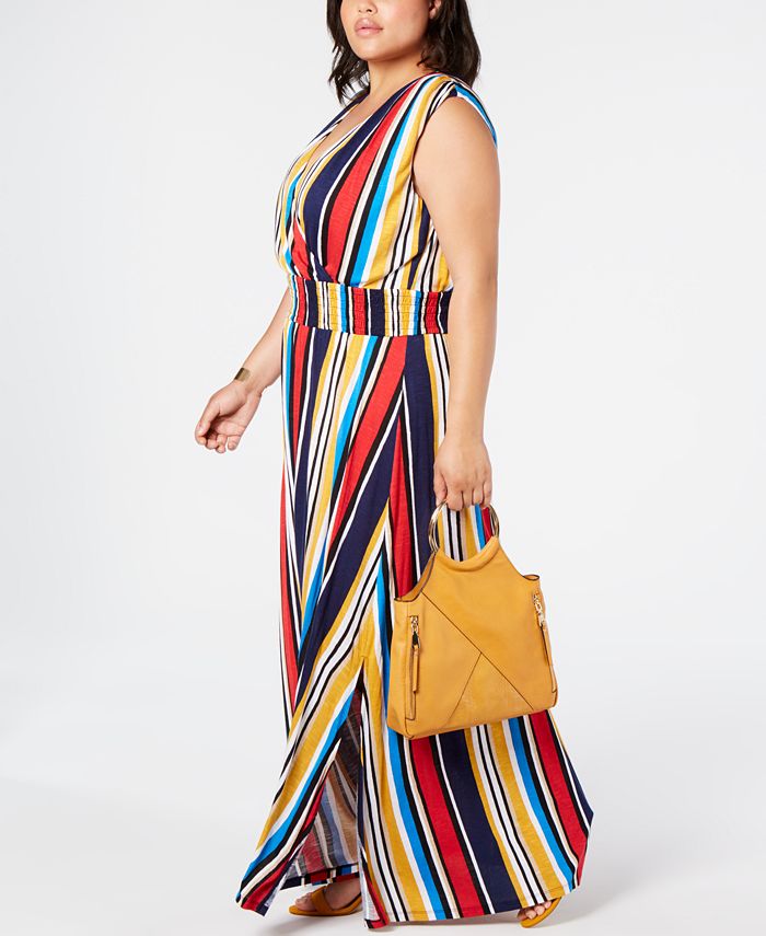 Inc International Concepts Inc Plus Size Striped Smocked Waist Maxi Dress Created For Macys 