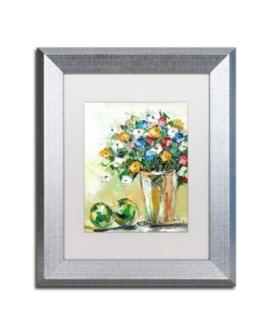 Trademark Global Hai Odelia 'spring Flowers In A Vase 5' Matted Framed Art In Multi