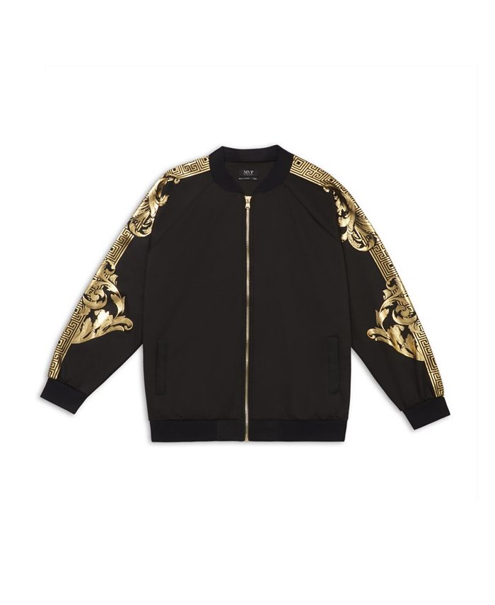 Mvp Collections By Mo Vaughn Productions Men's Gold Print Sleeve Bomber ...