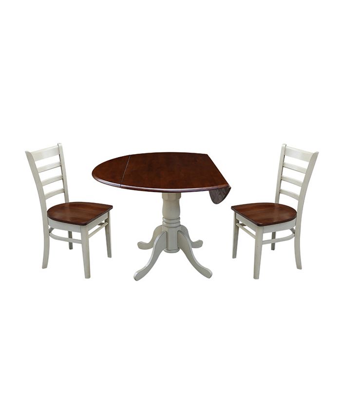 International Concepts 42" Dual Drop Leaf Table With 2 Emily Chairs