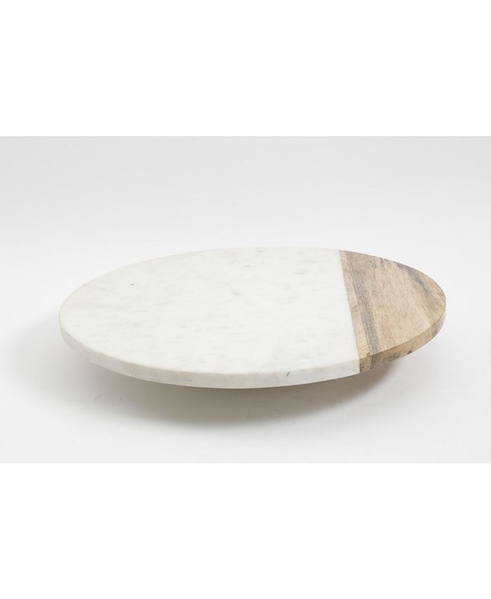 Gibson - Marble and Wood Lazy Susan
