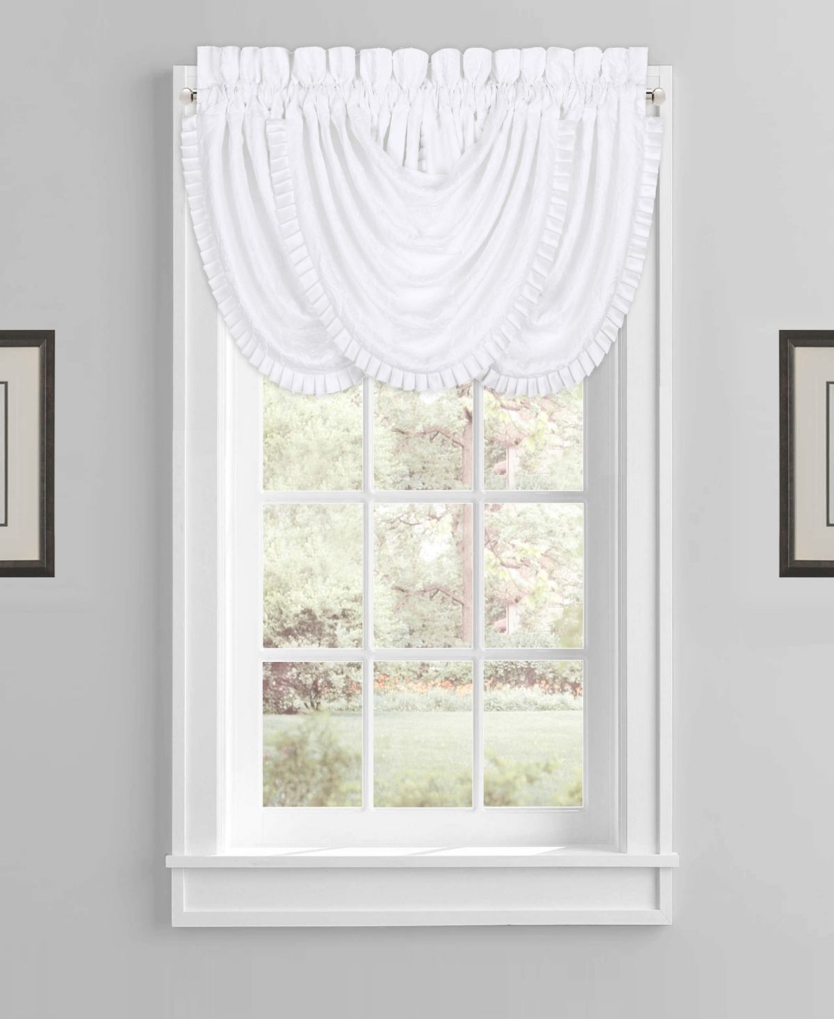 Five Queens Court Mackay Waterfall Window Valance Bedding In White