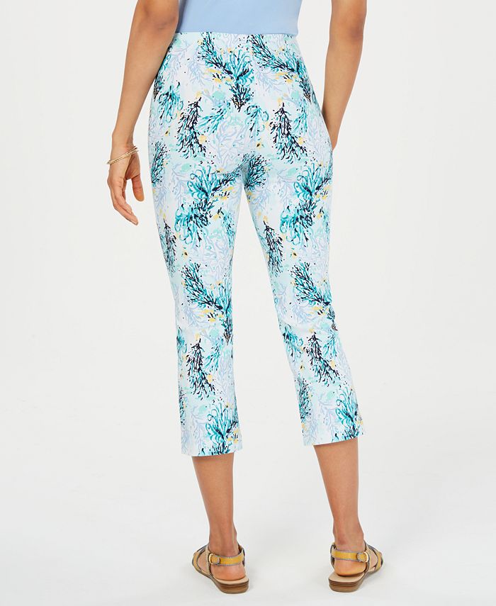 Charter Club Womens Printed Capri Pants Blue Size 12 Petite main image 1