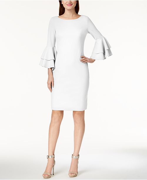 Calvin klein tiered bell sleeve sheath dress ashley stewart online