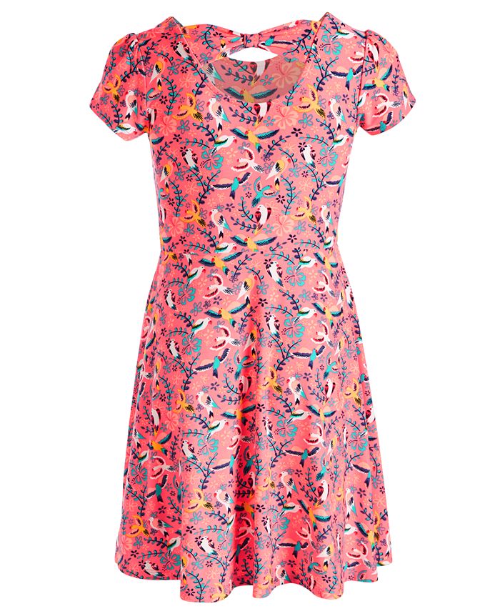 Epic Threads Big Girls Birds-Print Bow-Back Dress, Created for Macy's ...
