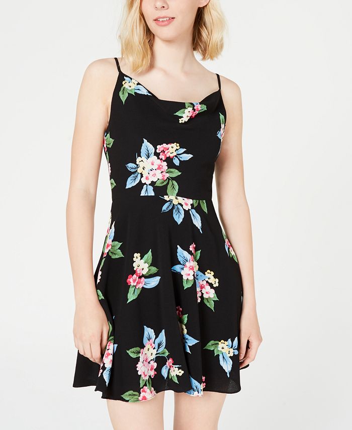 B Darlin Juniors' Floral Cowlneck Dress & Reviews - Dresses - Juniors - Macy's