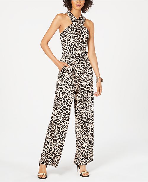 Tahari Asl Animal Print Halter Jumpsuit Reviews Pants
