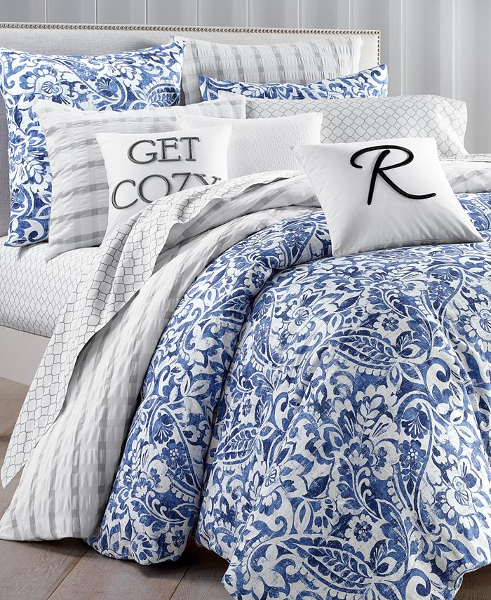 Charter Club Textured Paisley 300Thread Count 3Pc. Full/Queen Comforter Set, Created for Macy