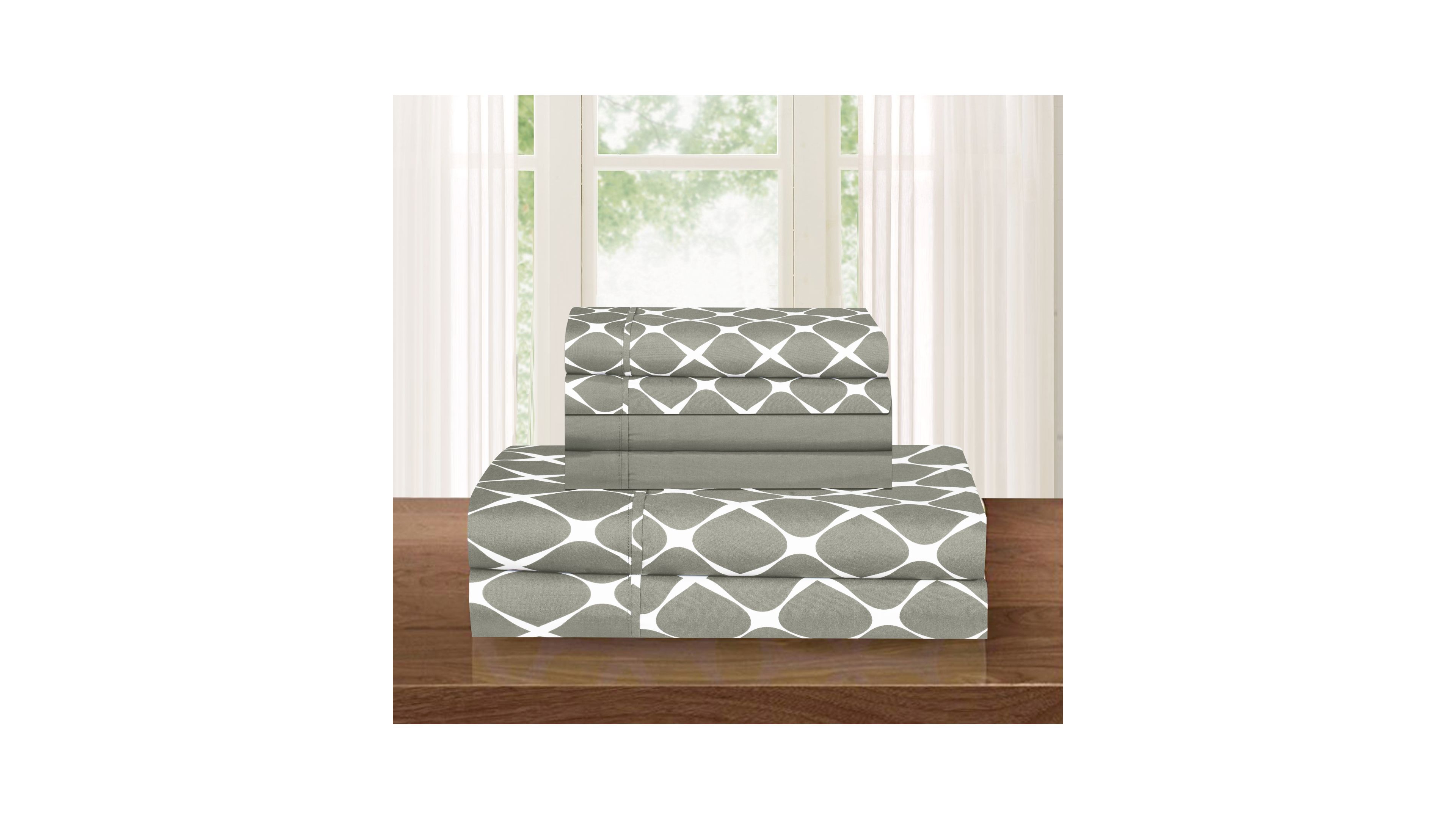 Elegant Comfort Geometric Printed Microfiber 6-Pc. Sheet Set, Queen