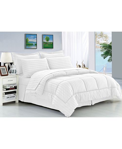 Elegant Comfort Wrinkle Resistant Silky Soft Dobby Stripe Bed In