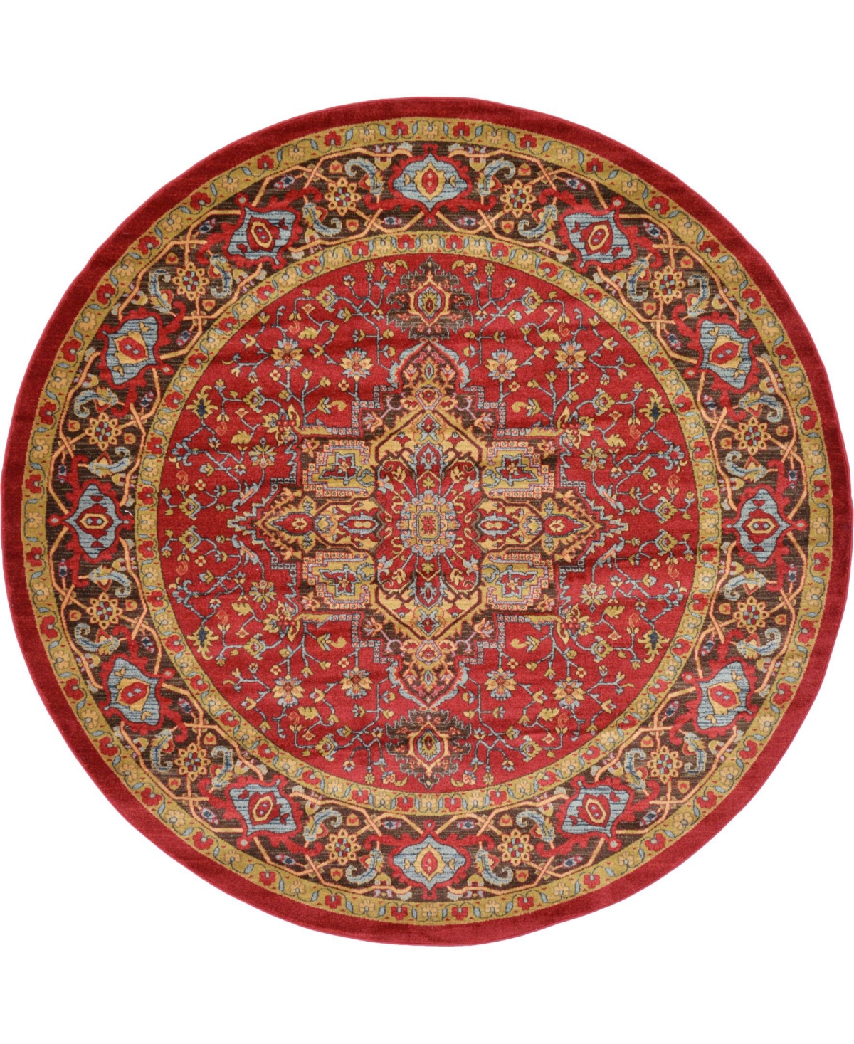 Bayshore Home Harik Har1 Red 8' x 8' Round Area Rug - Red