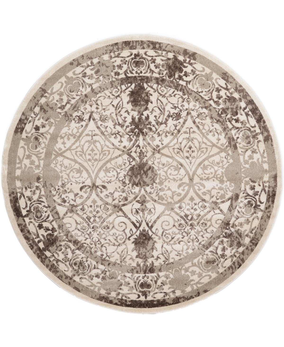 Bayshore Home Aldrose Ald6 8' x 8' Round Area Rug - Brown