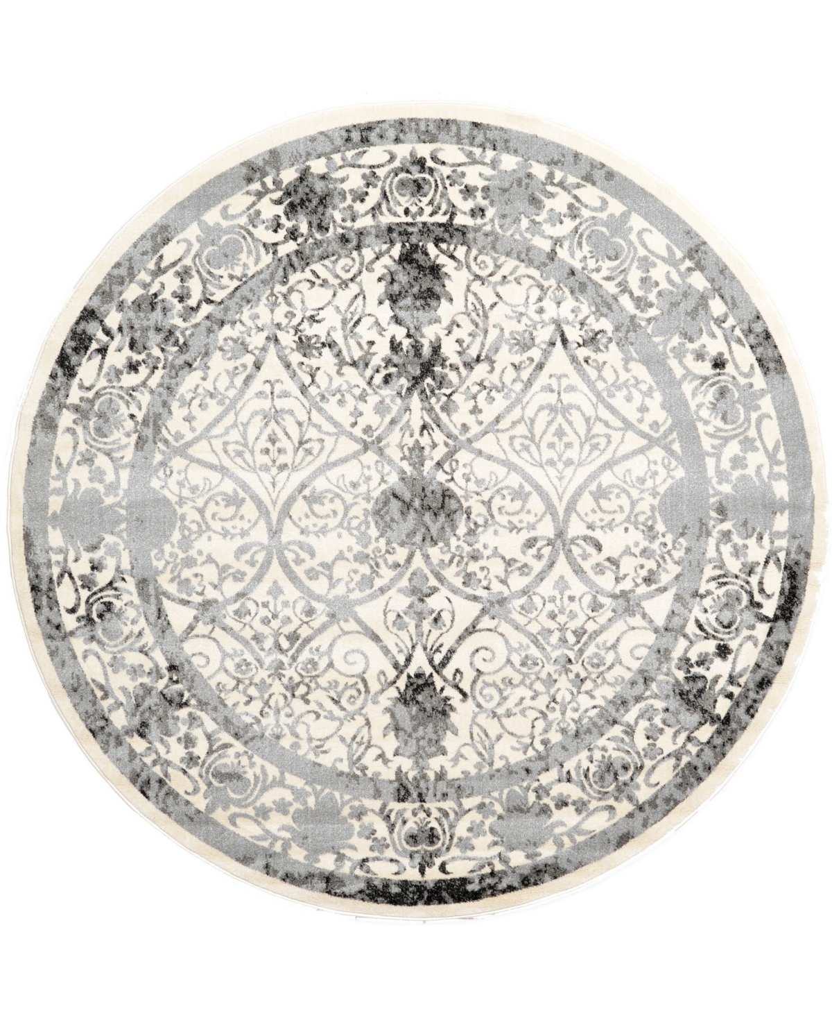 Bayshore Home Aldrose Ald6 8' x 8' Round Area Rug - Gray