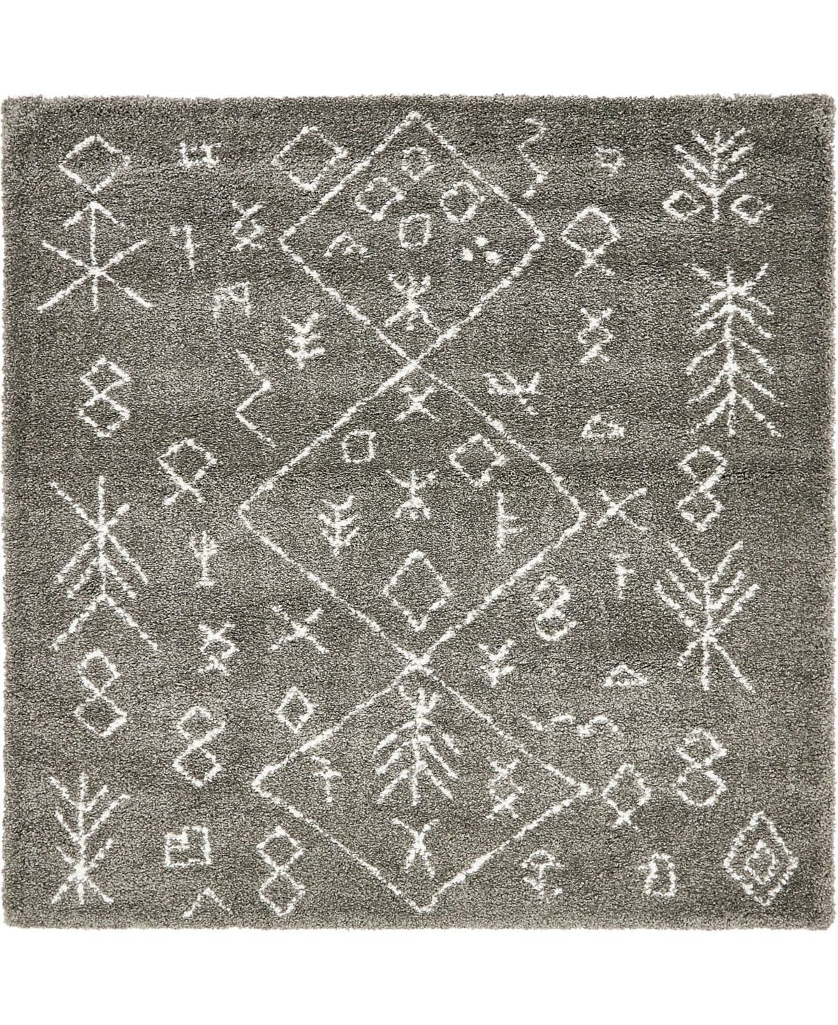 Bayshore Home Fazil Shag Faz1 8' x 8' Square Area Rug - Gray