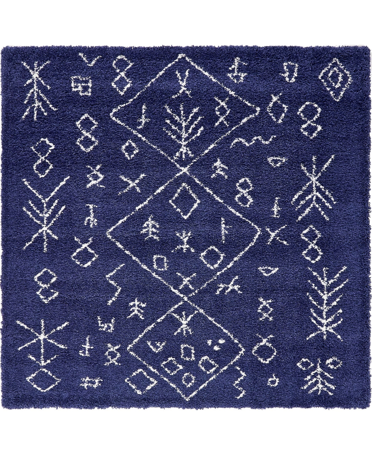 Bayshore Home Fazil Shag Faz1 8' x 8' Square Area Rug - Navy Blue