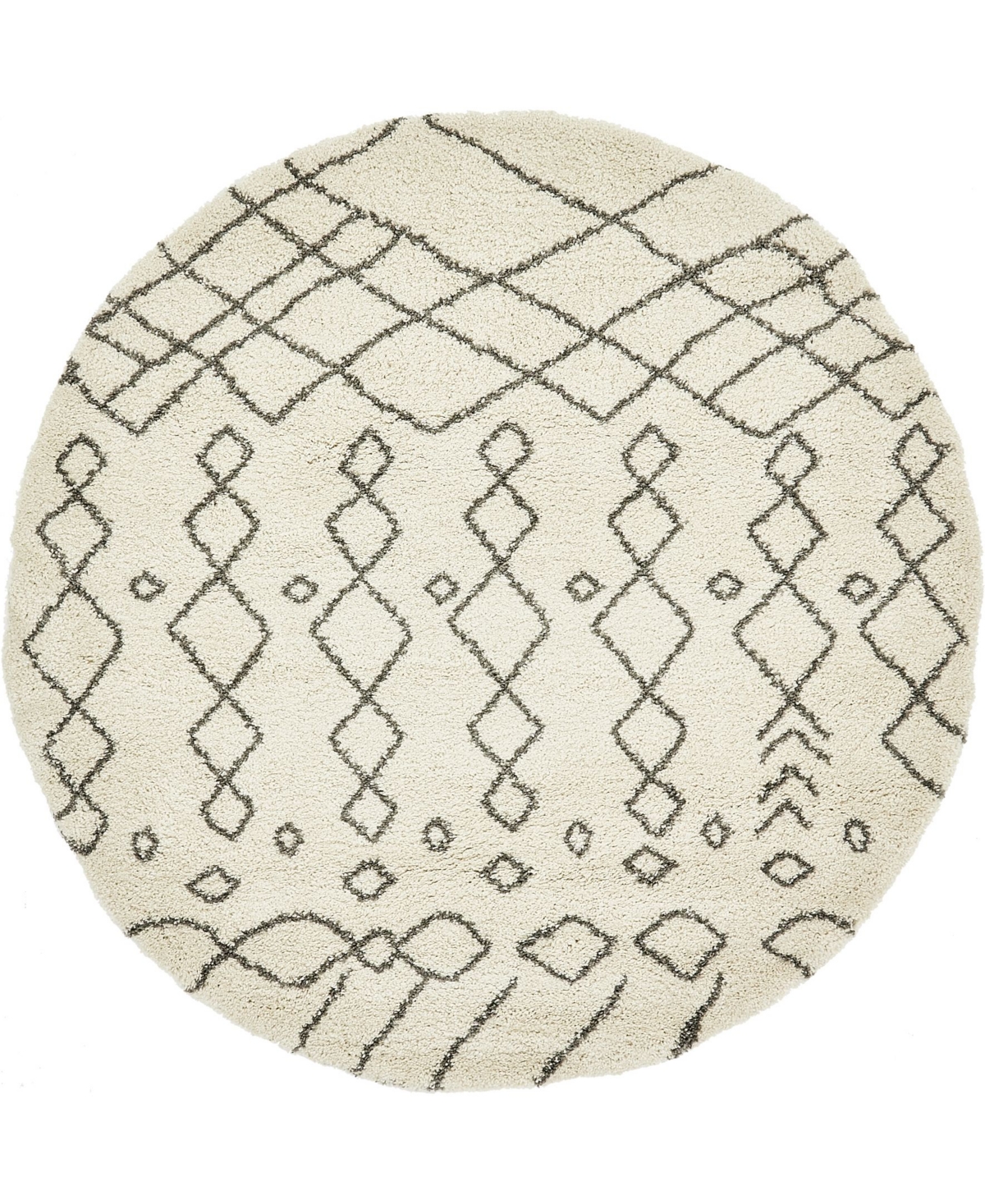 Bayshore Home Fazil Shag Faz2 8' x 8' Round Area Rug - Pure Ivory