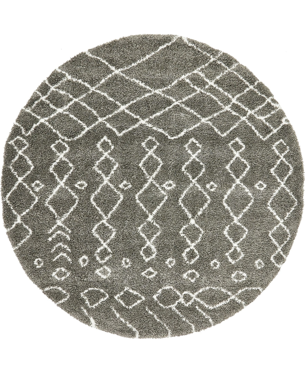 Bayshore Home Fazil Shag Faz2 8' x 8' Round Area Rug - Gray