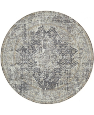 Bridgeport Home Kenna Ken1 Dark Gray 5' 5in x 5' 5in Round Area Rug