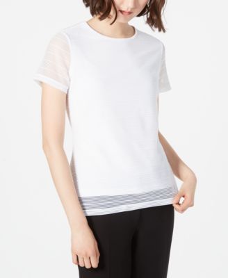 Calvin Klein - Short-Sleeve Textured Stripe Top