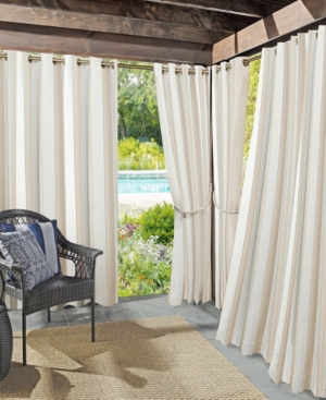 Sun Zero Valencia 54" X 108" Cabana Stripe Indoor/outdoor Uv Protectant Curtain Panel In Khaki