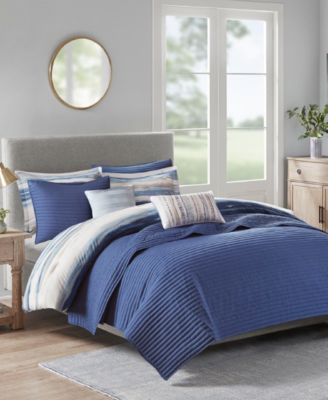 Marina Printed Seersucker 8-Pc. Comforter and Coverlet Set, Full/Queen