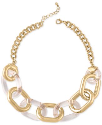 RACHEL Rachel Roy Gold-Tone & Acrylic Large-Link Collar Necklace, 18 ...