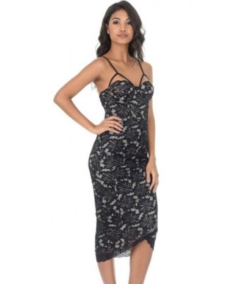 contrast lace wrap dress