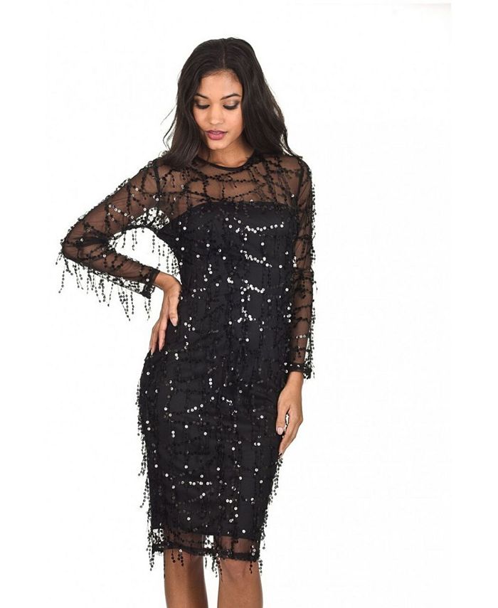 Ax Paris 34 Sleeve Sequin Dress Macys 