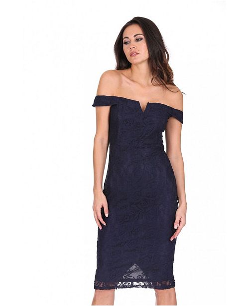 Ax Paris Lace Bardot Midi Dress Reviews Dresses Juniors Macy S