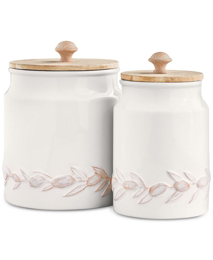 Martha Stewart Collection La Dolce Vita Textured Canisters, Set of 2, Created for Macy's Macy's