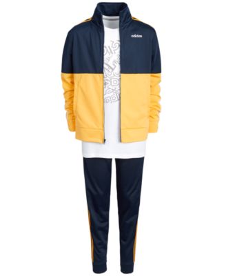 adidas Big Boys Logo-Print T-Shirt, Tricot Jacket & Tricot Jogger Pants Separates 