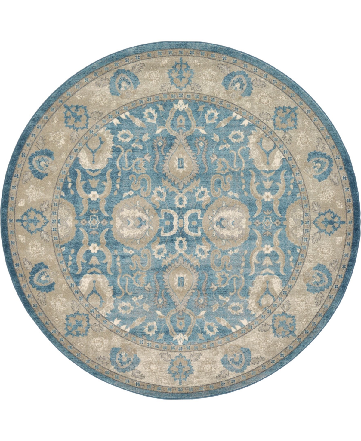 Bayshore Home Bellmere Bel6 8' x 8' Round Area Rug - Light Blue