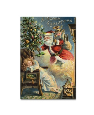 Trademark Global Vintage Apple Collection 'merry Christmas Santa' Canvas Art In Multi