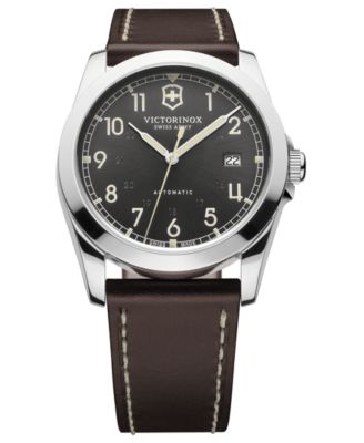 Victorinox Swiss Army - Watch, Men's Automatic Infantry Brown Leather Strap 40mm 241565