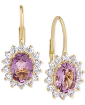 image of Amethyst (2-3/8 ct. t.w.) & Cubic Zirconia Drop Earrings in 18k Gold Over Sterling Silver