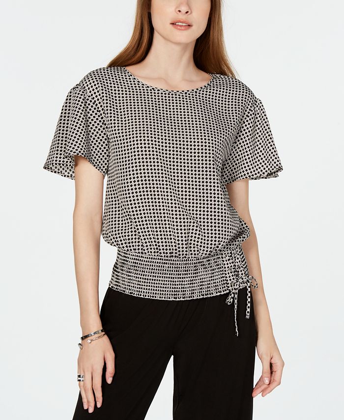 Michael Kors Women's Smocked Long Sleeve Blouson Top White Size X-Large main image 1