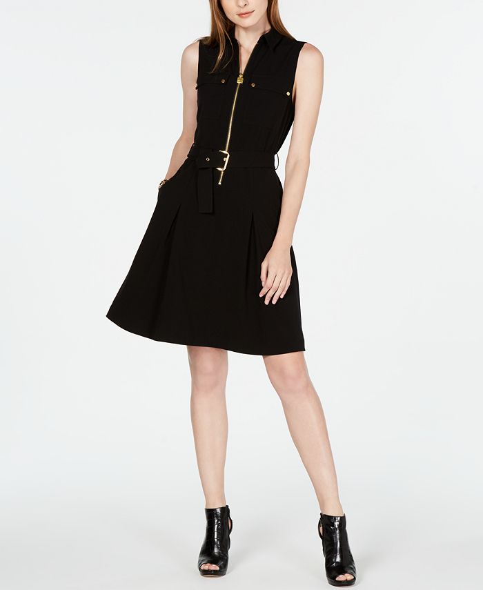 Black Rope Iconic Belted Roll Tab Zip Front Shirtdress - Petite main image 0