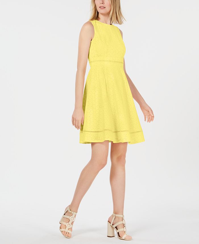 Calvin klein eyelet fit and flare dress online