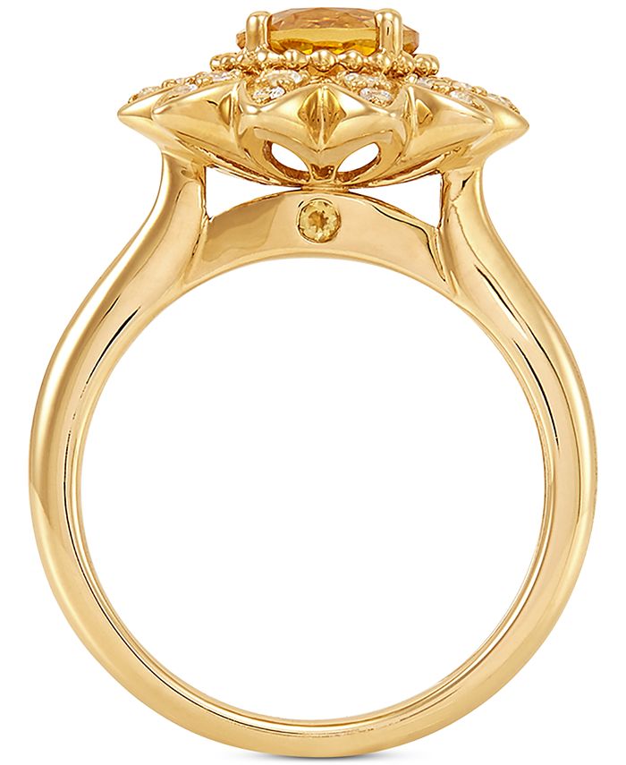 Macy's Citrine (1-1/4 ct. t.w.) & White Sapphire Accent Flower Ring in ...