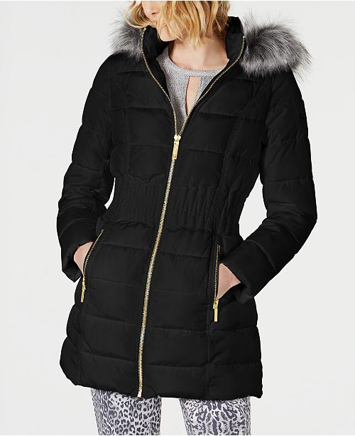 Laundry By Shelli Segal Faux Fur Trim Puffer Coat Reviews Coats Women Macy S