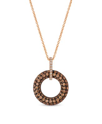 Le Vian - Chocolatier&reg; Diamond Circle Cluster 18" Pendant Necklace (1-3/8 ct. t.w.) in 14k Rose Gold