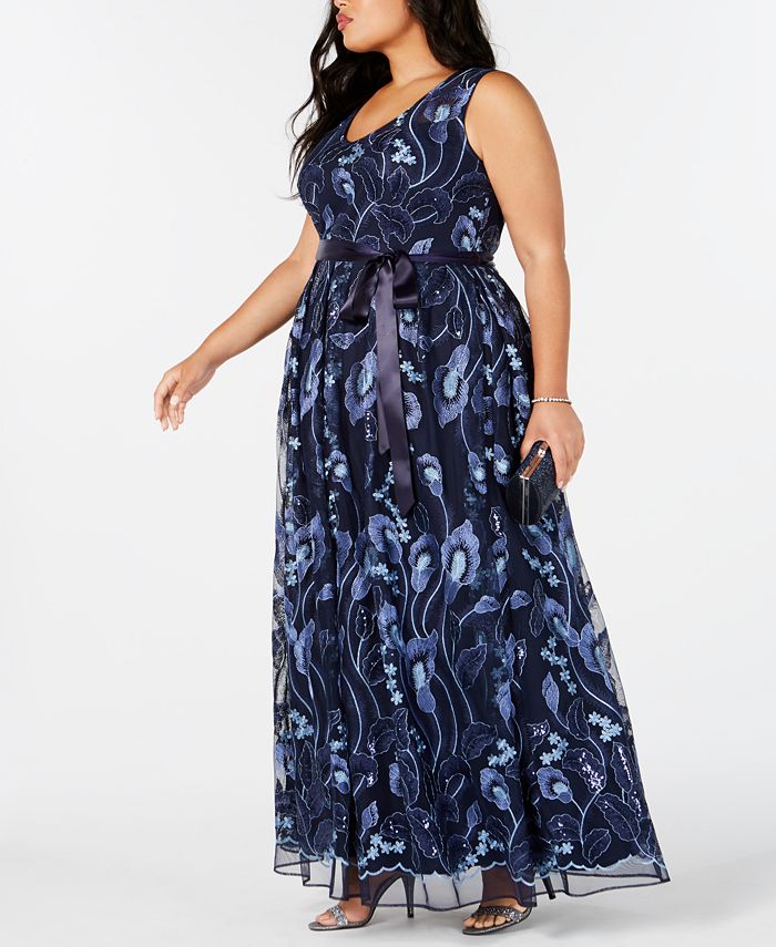 R & M Richards Plus Size Embroidered Gown - Macy's